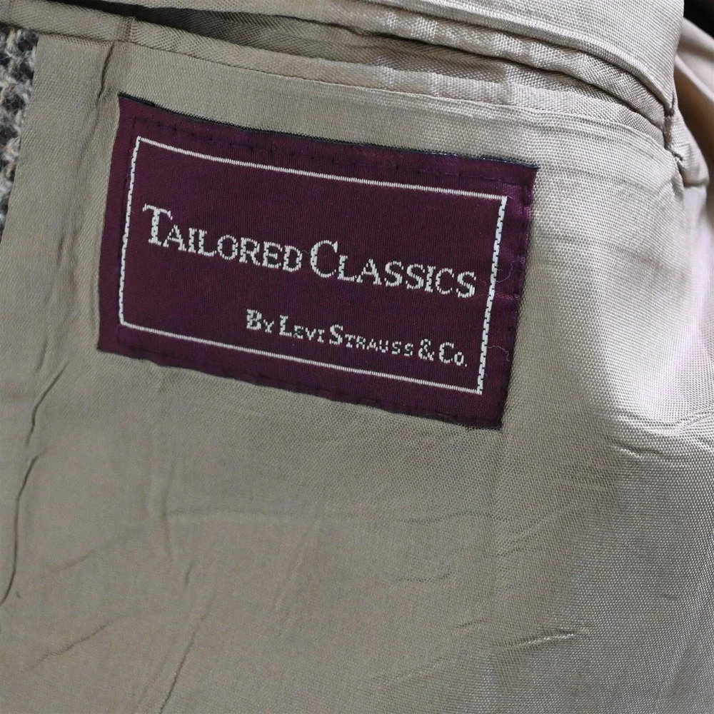Vtg Levis 44R Brown‎ Blanketweave Tweed 100% Wool Mens Blazer Sport Coat Jacket - Picture 4 of 12